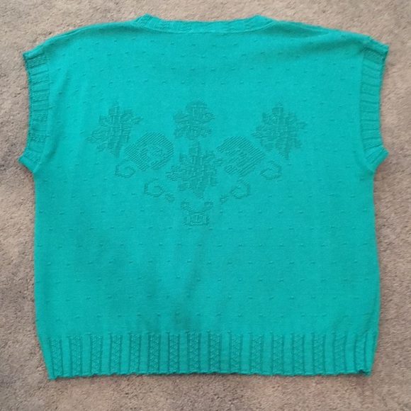 Vintage Sweater Floral Dolman Sleeve Sweater Vest Lightweight Size Large - Picture 7 of 8